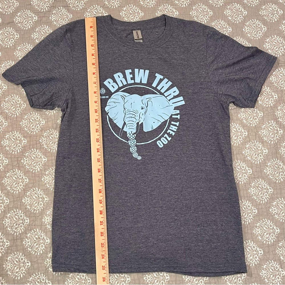 Gildan Softstyle Heather Gray T-Shirt with Cute Elephant Graphic - Picture 6 of 8